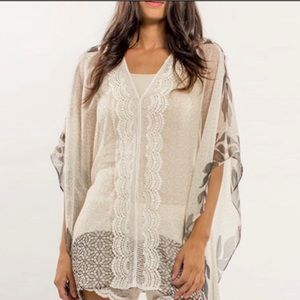Elizabeth’s Gillet Anthropologie Ivory Sheer Cardigan